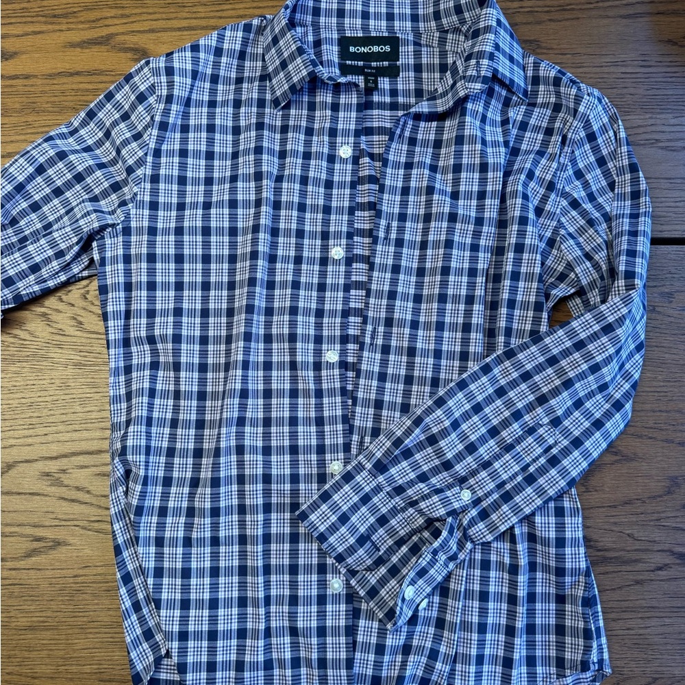 Bonobos Men's Navy and White Checkered Shirt